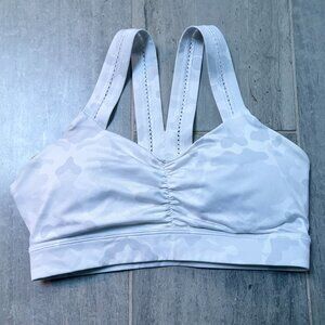 Handful Y-Back Sports Bra White Gray Camo Size Small